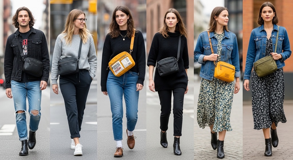 How can I avoid a crossbody bag wrinkling my clothes