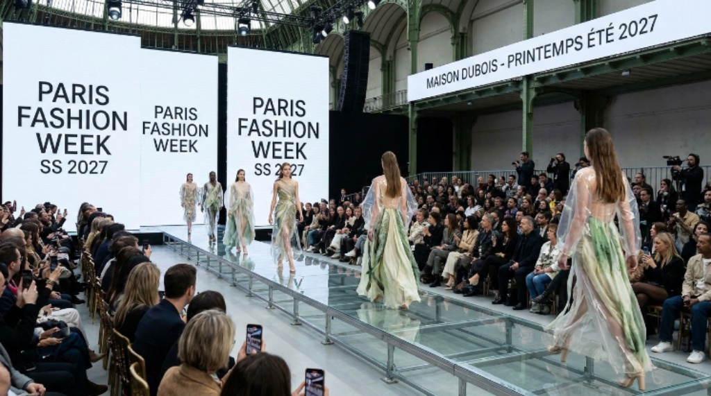 Models walking the runway at Paris Fashion Week Spring Summer 2027 women's show