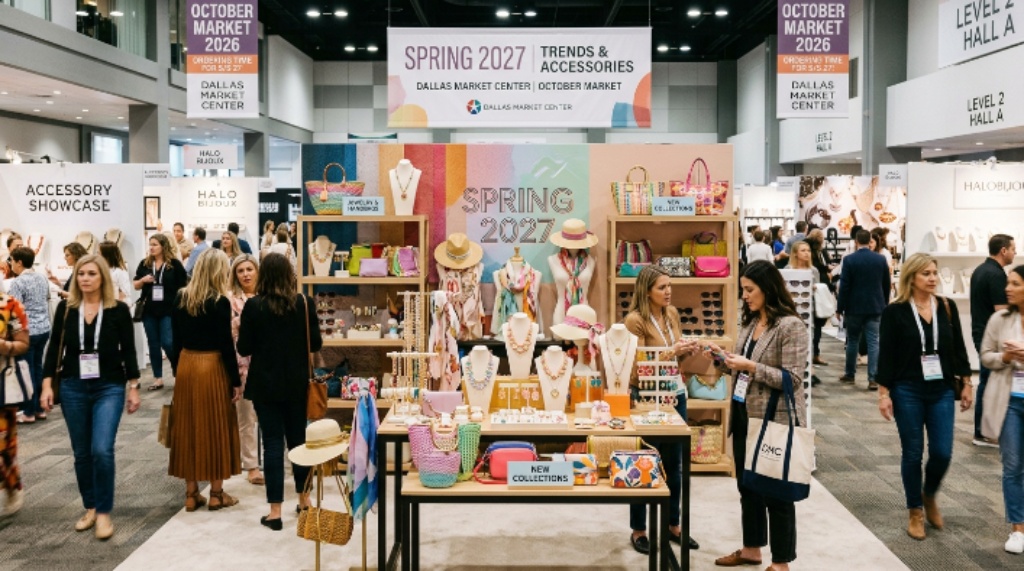 Spring 2027 fashion accessories display at Dallas Market Center October market